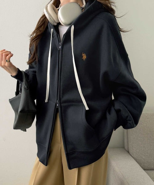 <預訂> 日本直送🇯🇵 CP值高! U.S. POLO ASSN.刺繡寬鬆雙拉鍊連帽口袋外套｜四色入