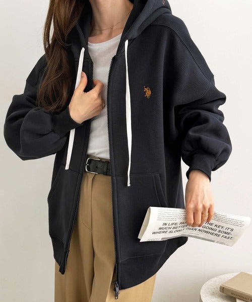 <預訂> 日本直送🇯🇵 CP值高! U.S. POLO ASSN.刺繡寬鬆雙拉鍊連帽口袋外套｜四色入