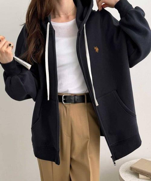 <預訂> 日本直送🇯🇵 CP值高! U.S. POLO ASSN.刺繡寬鬆雙拉鍊連帽口袋外套｜四色入