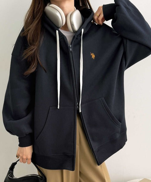 <預訂> 日本直送🇯🇵 CP值高! U.S. POLO ASSN.刺繡寬鬆雙拉鍊連帽口袋外套｜四色入