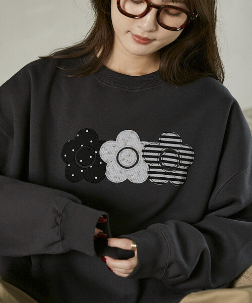 <預訂> 日本直送🇯🇵 MARY QUANT × PUBLUX 混紡三連雛菊抓絨衛衣｜四色入