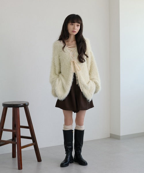 <預訂> 大人氣✨♡日牌 Apres Jour 2-Ways 毛茸茸繫帶針織開胸外套｜七色入