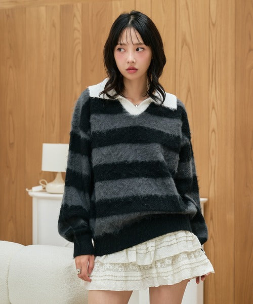 <預訂> 日本直送🇯🇵 Apres Jour條紋針織間條拼色上衣｜三色入
