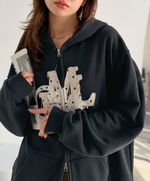<預訂> 日本直送🇯🇵 mily bilet 休閒風寬鬆牛仔拼接抓絨連帽外套｜兩色入