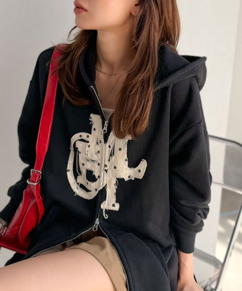 <預訂> 日本直送🇯🇵 mily bilet 休閒風寬鬆牛仔拼接抓絨連帽外套｜兩色入