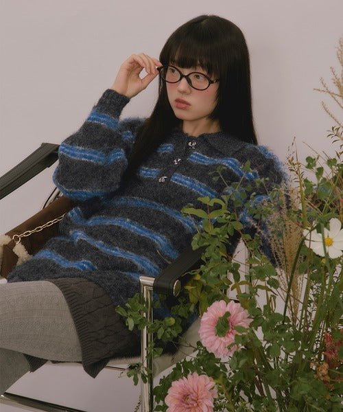 <預訂> 日本直送🇯🇵 最近日本大人氣! loin nuit 條紋鈕扣針織上衣｜三色入