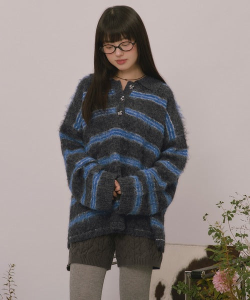 <預訂> 日本直送🇯🇵 最近日本大人氣! loin nuit 條紋鈕扣針織上衣｜三色入
