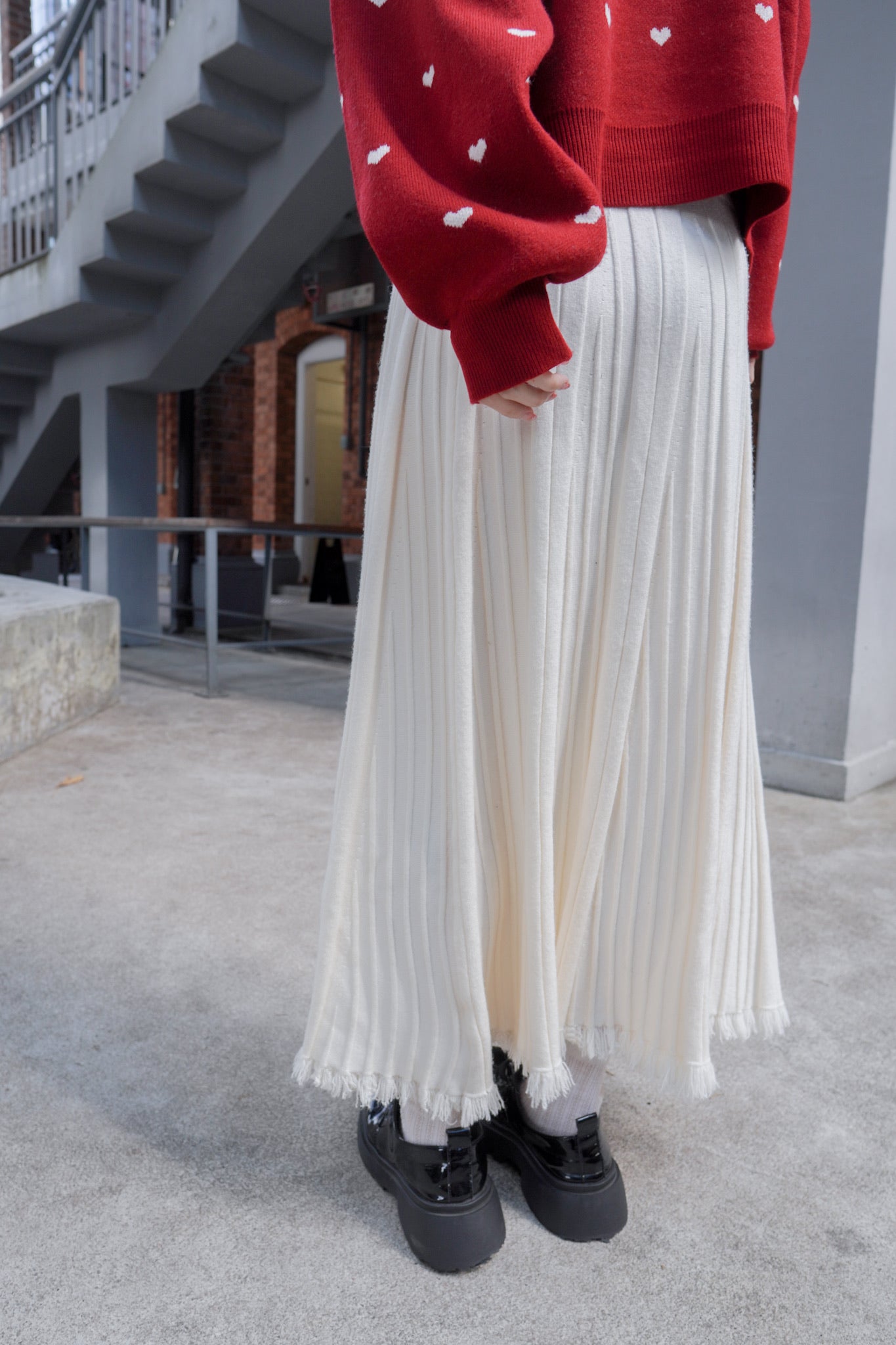 <預訂> 自家製 流蘇針織半身長裙｜兩色入