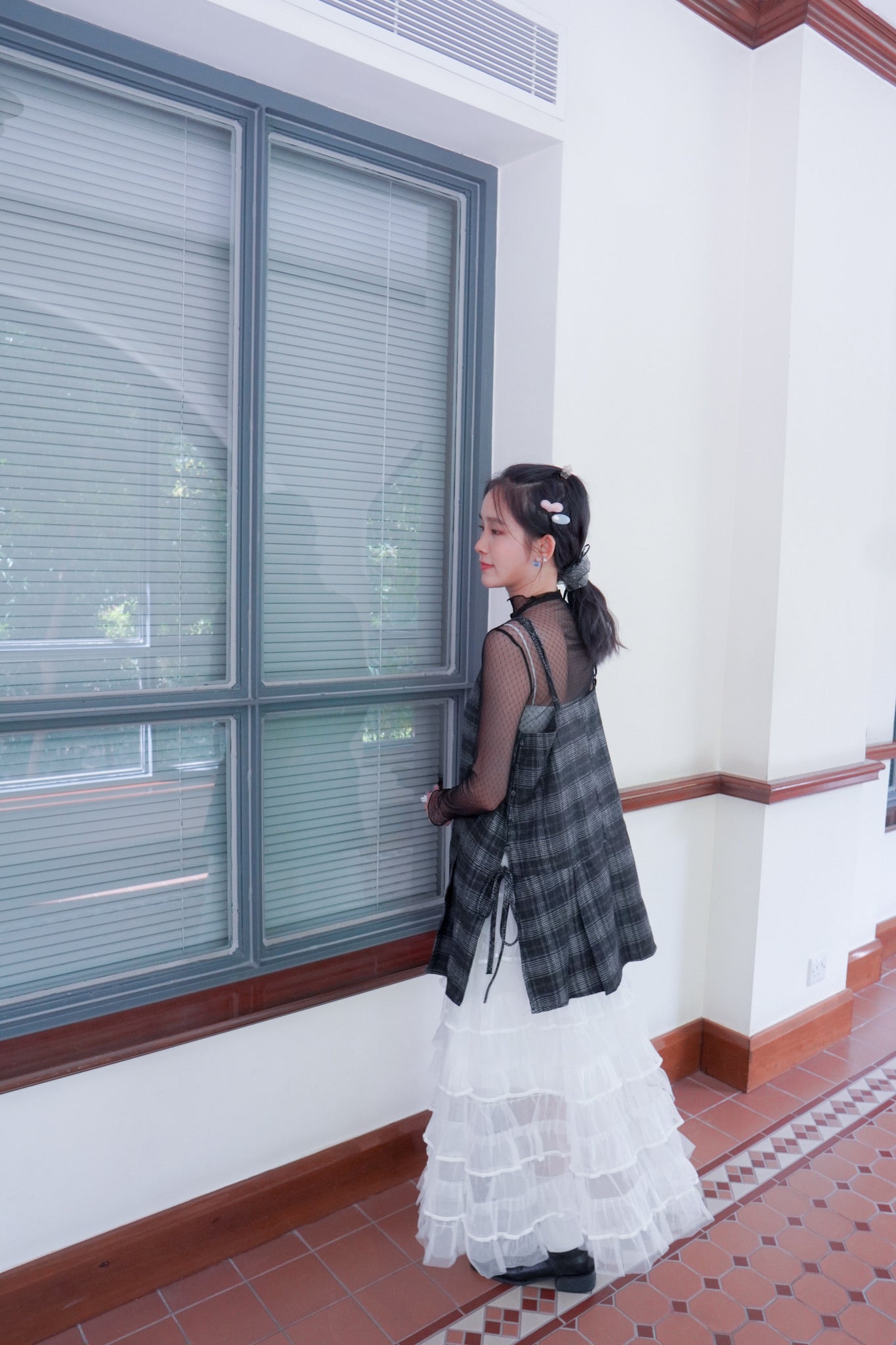 <現貨> 自家製 小奶白蛋糕多層薄紗半身長裙