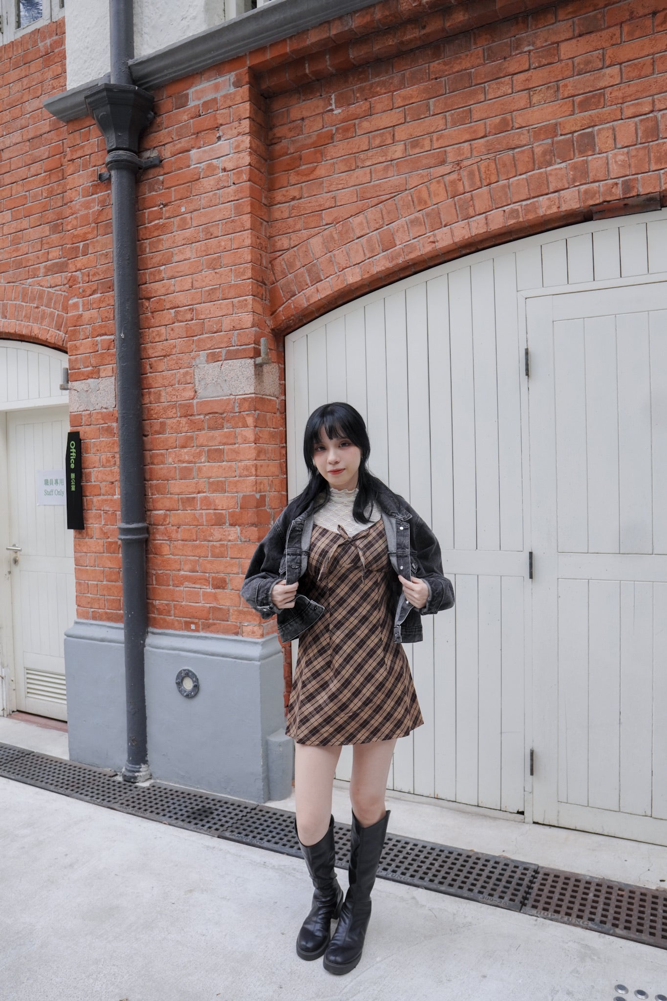 <現貨> 格紋蝴蝶結綁帶吊帶OPs