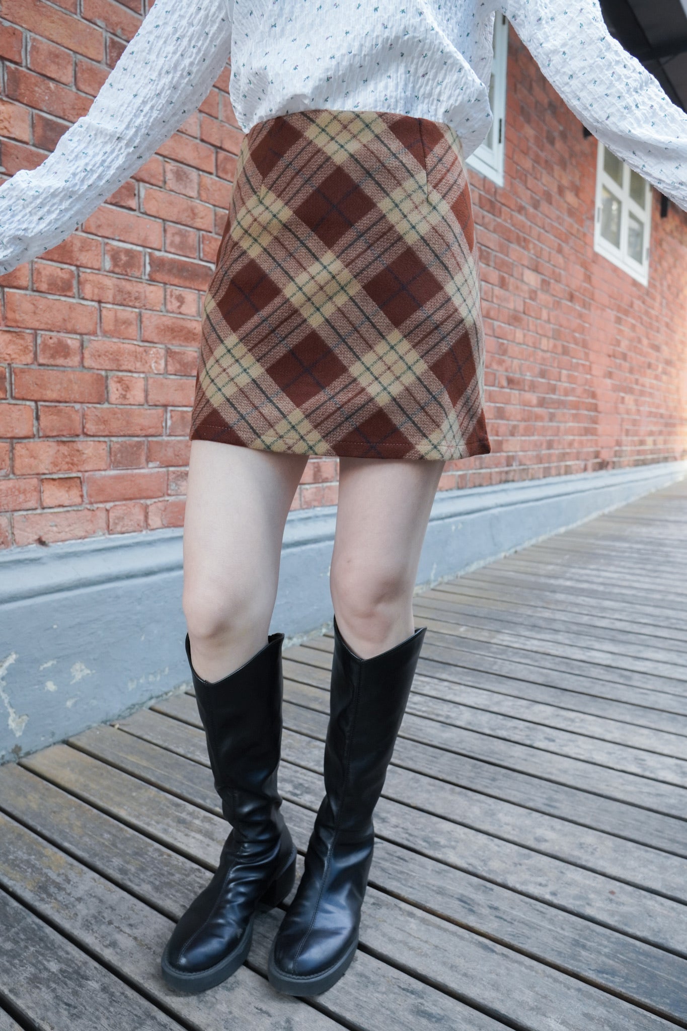 <預訂> 自家製 聖誕必入🎄高腰格紋A字半身短裙