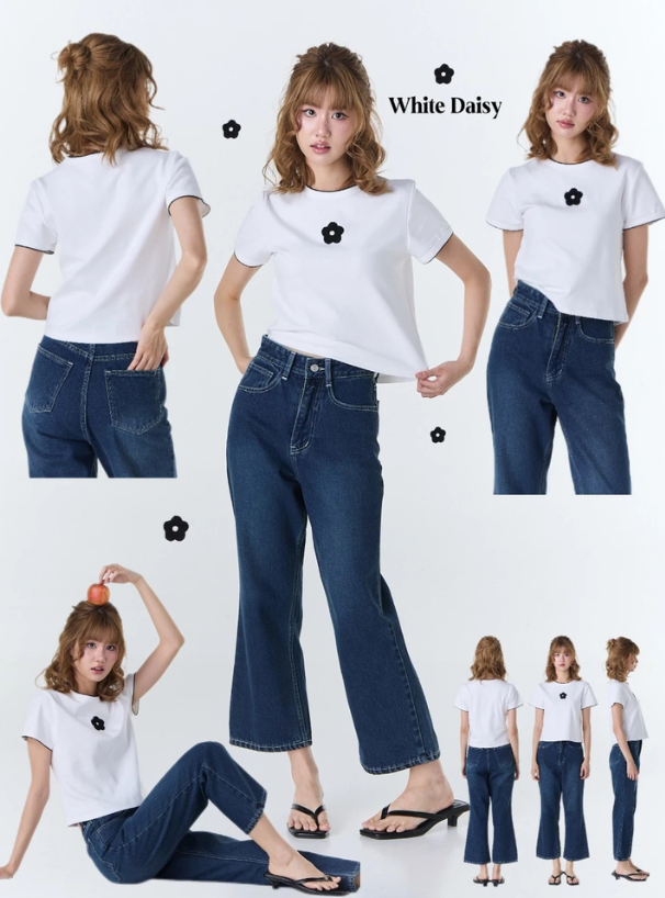 <預訂> 泰國小眾品牌🇹🇭 扇形花邊ruffle領花花小 logo Crop Tee | 五色入