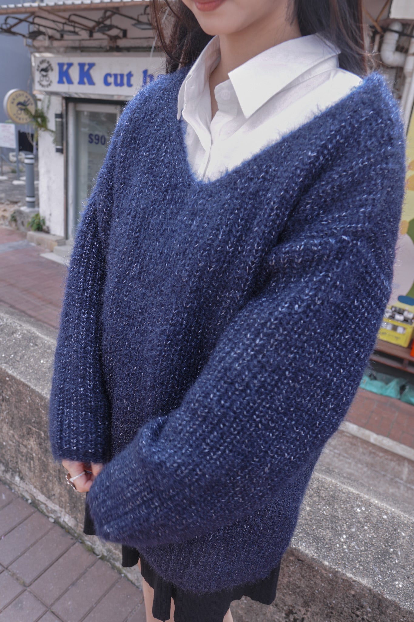 <現貨> BlingBling後綁帶毛茸茸針織上衣