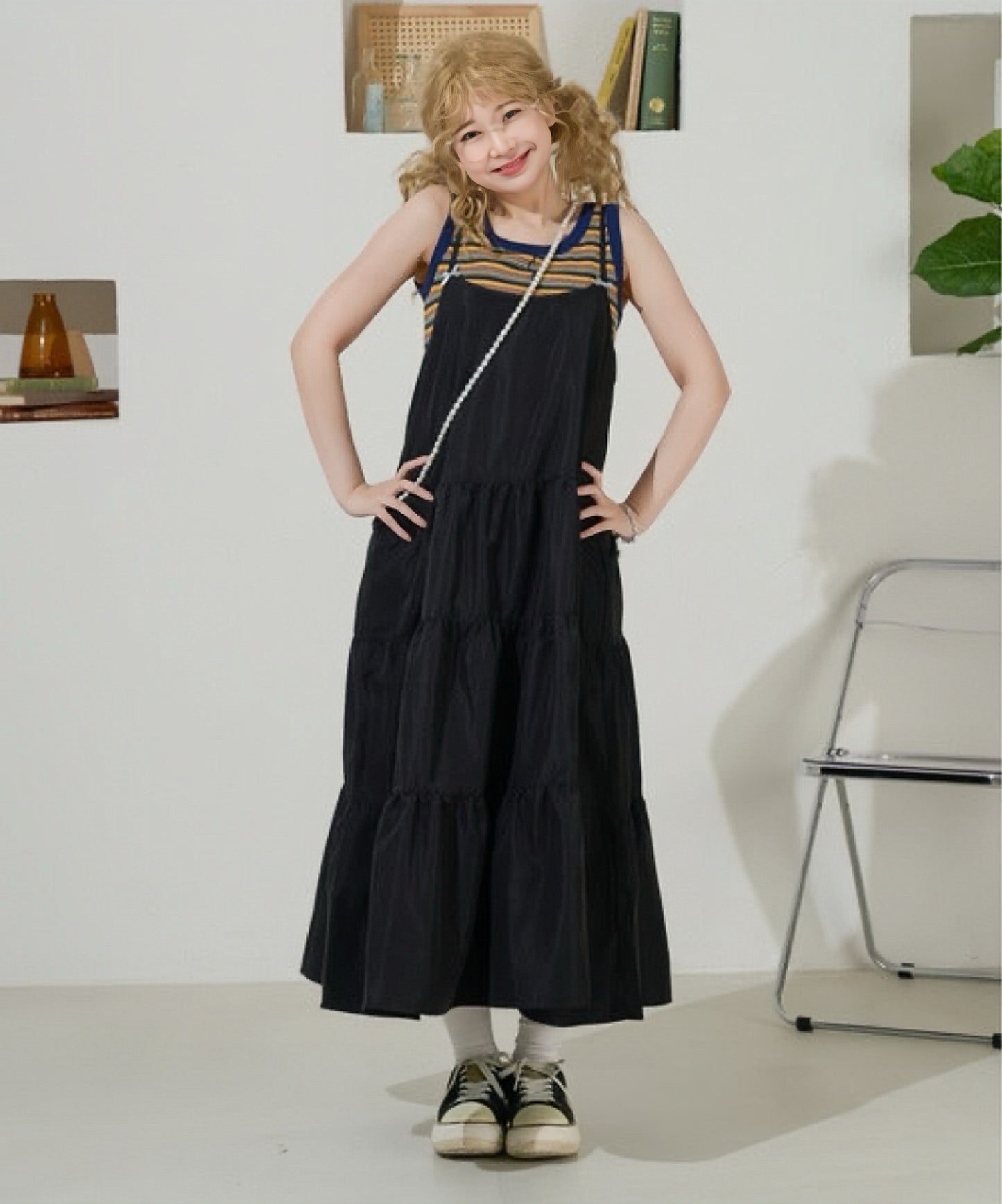 <預訂> 日牌Kutir 大人氣 蝴蝶結層疊吊帶格紋連身裙｜九色入