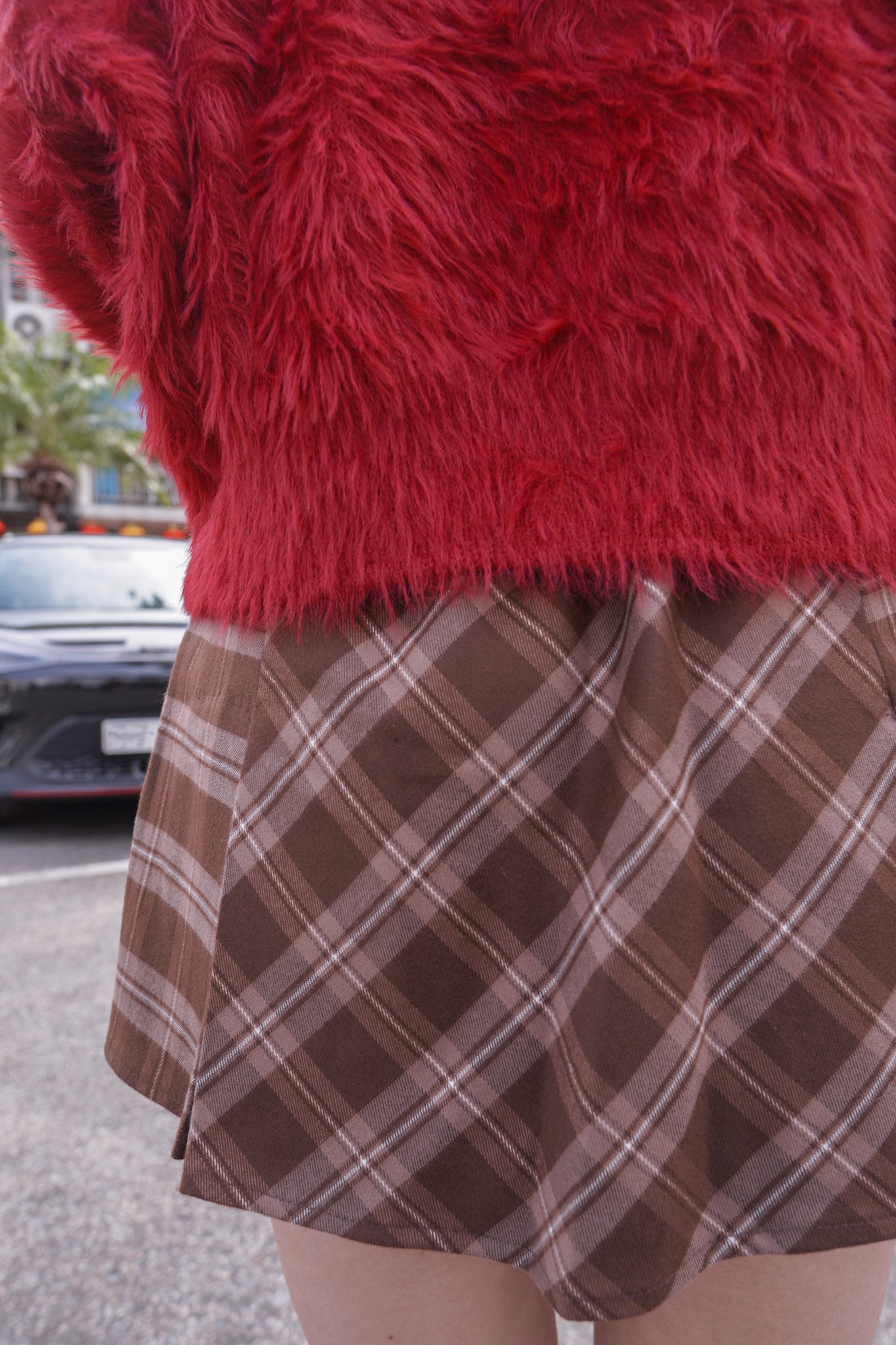 <現貨> 版型極好!!! 格紋高腰傘型短裙 (含內襯)