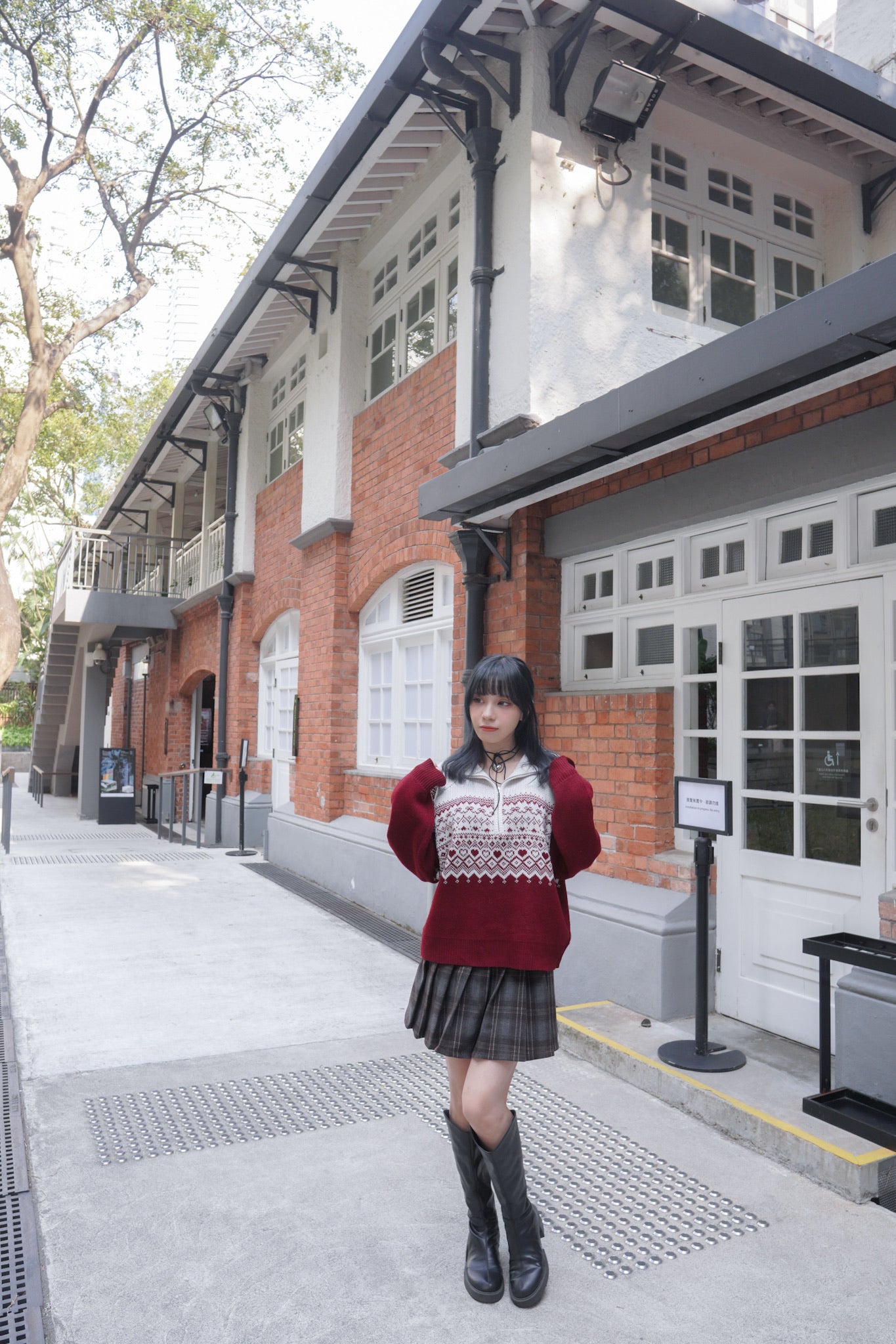 <現貨> 自家製 復古格紋高腰A字半身短裙