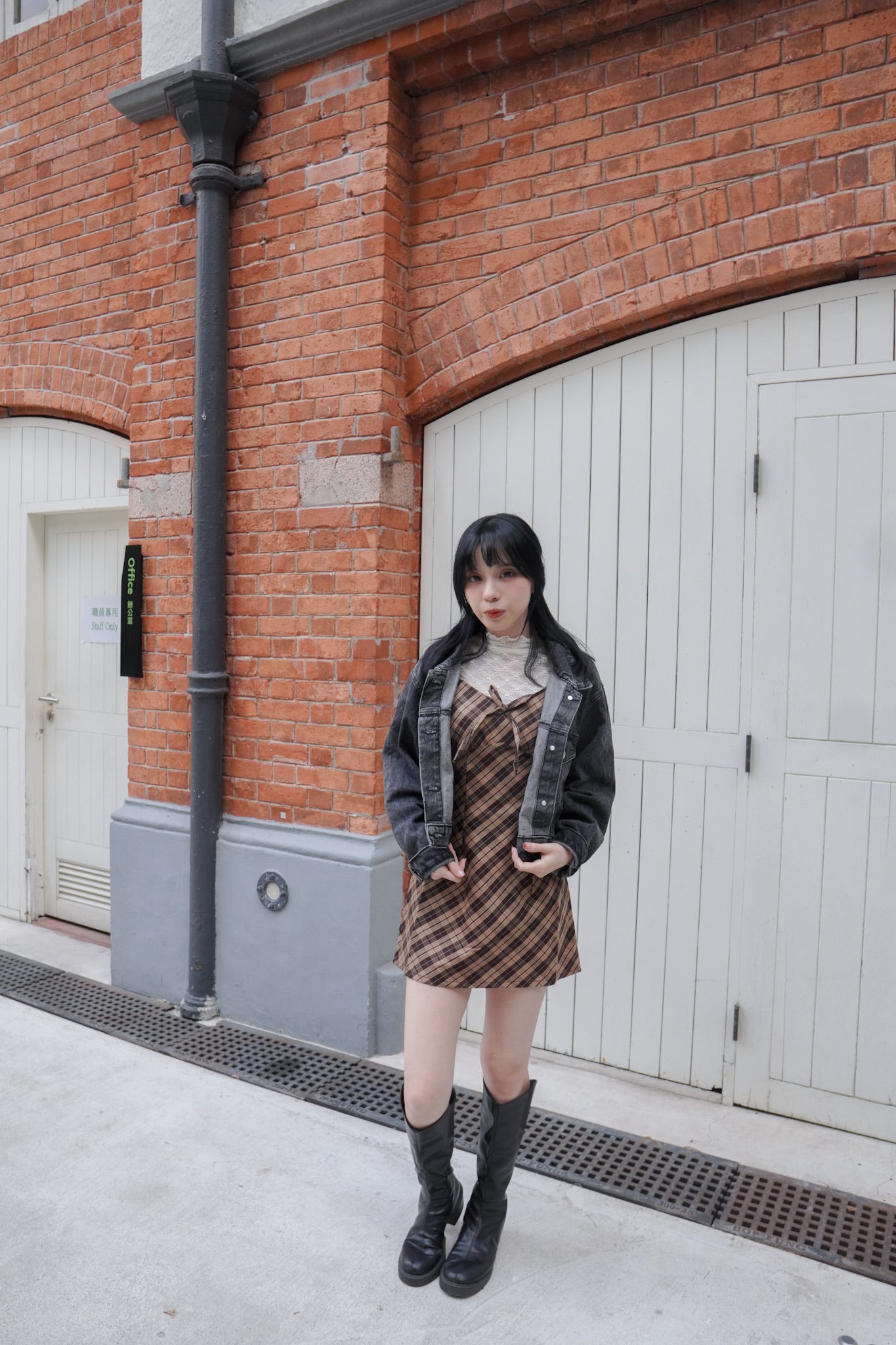 <現貨> 格紋蝴蝶結綁帶吊帶OPs