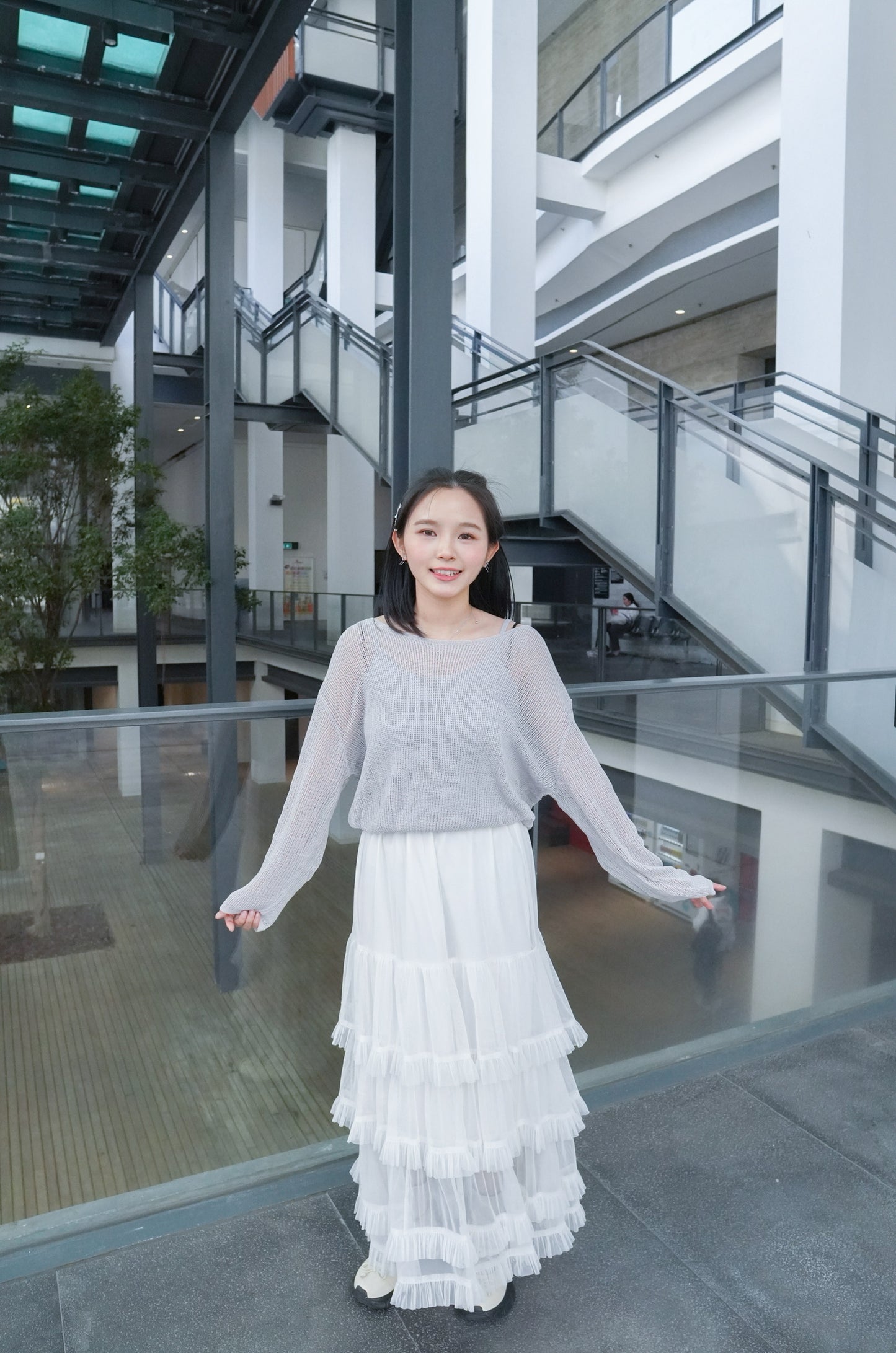 <預訂> 自家製  蕾絲蛋糕ruffle疊層長裙｜兩色入