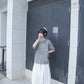 <預訂> 自家製 棉麻格紋短袖恤衫