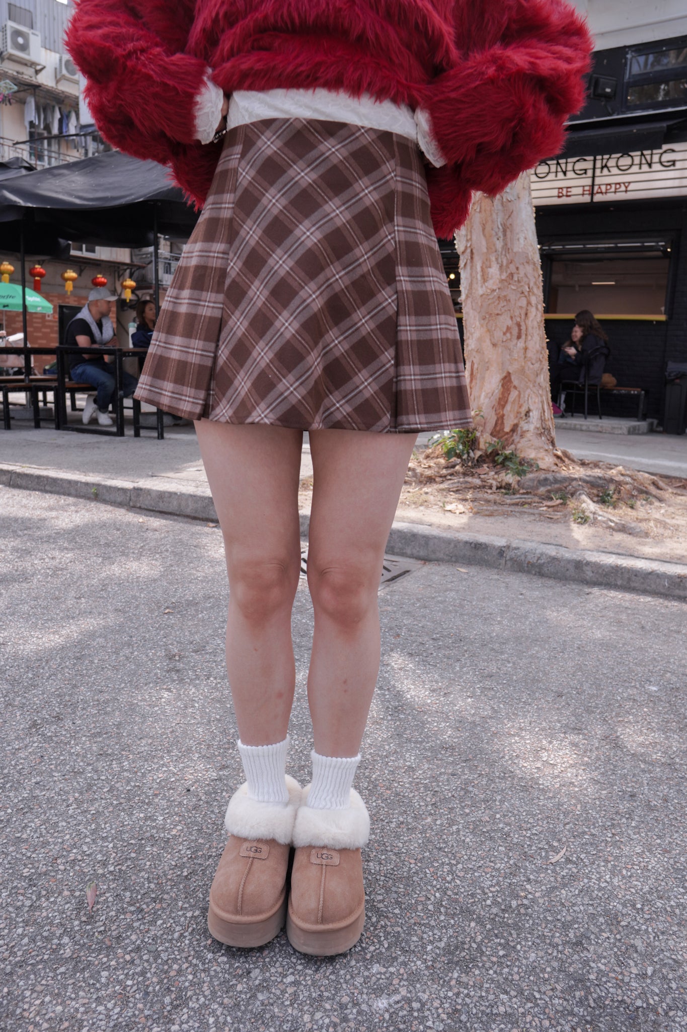 <現貨> 版型極好!!! 格紋高腰傘型短裙 (含內襯)