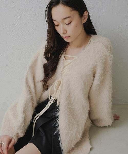 <預訂> 日本大人氣♡日牌 Apres Jour 2-Ways 毛茸茸繫帶針織開胸外套｜五色入