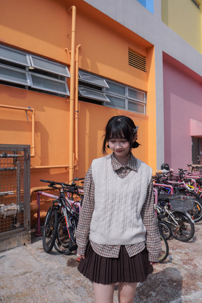 <現貨> 自家製 格仔開胸長袖Polo恤衫上衣｜兩色入