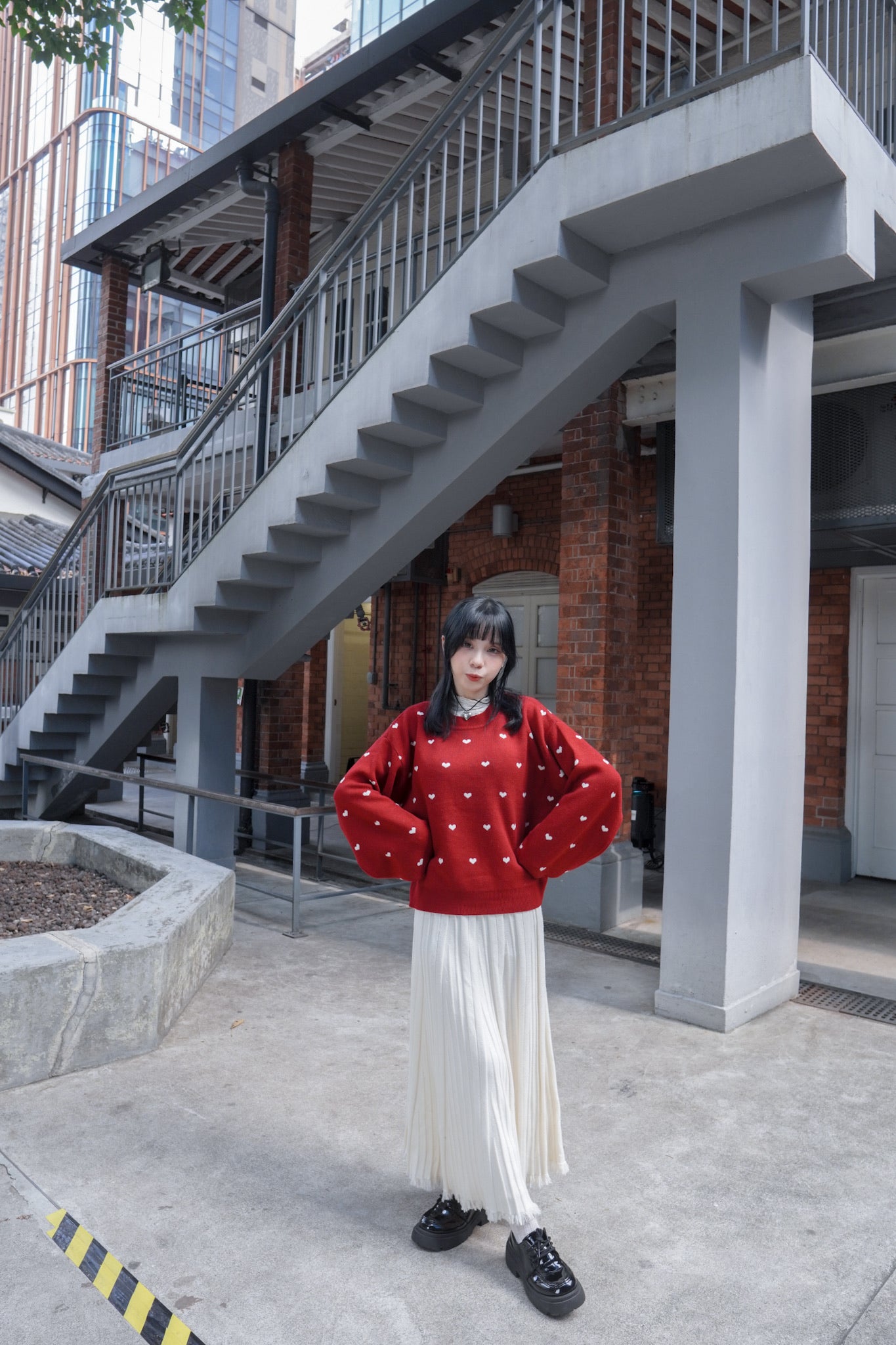 <現貨> 聖誕Party必入🎅🏻🌟心型印花提花針織長袖上衣