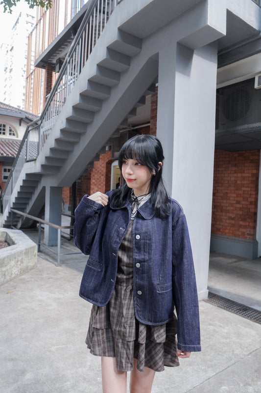 <預訂> 自家製 娃娃領明線牛仔外套