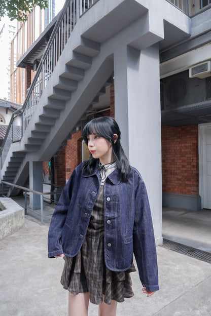 <預訂> 自家製 娃娃領明線牛仔外套