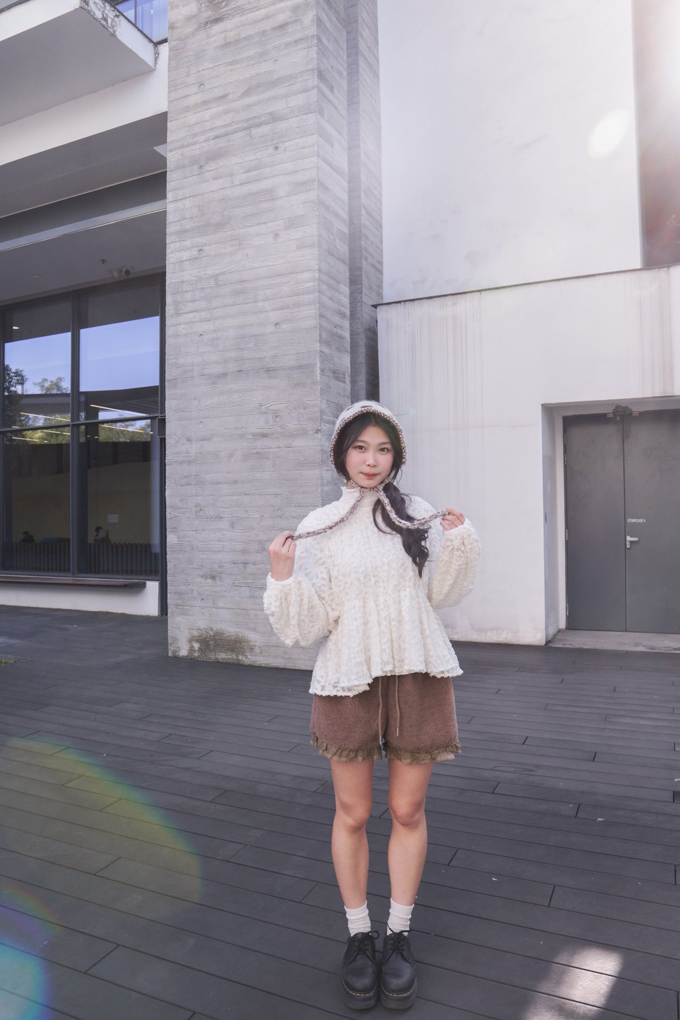 <預訂> 半高領ruffle邊傘型針織打底上衣