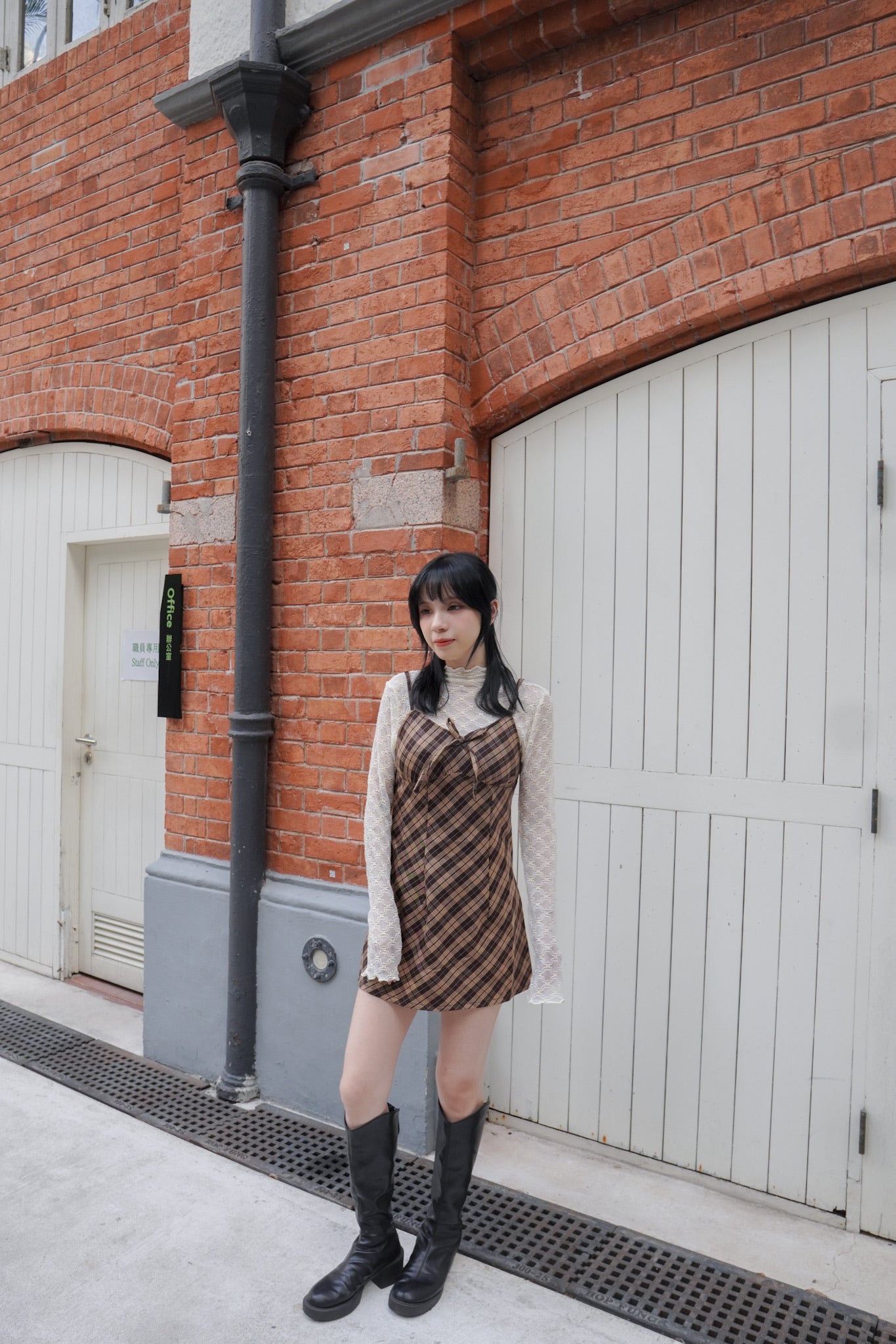 <現貨> 格紋蝴蝶結綁帶吊帶OPs