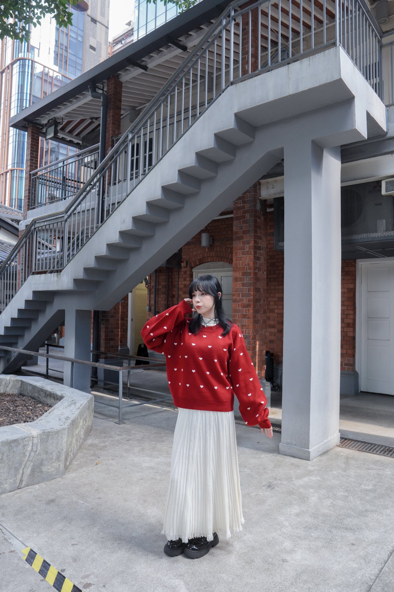 <現貨> 聖誕Party必入🎅🏻🌟心型印花提花針織長袖上衣