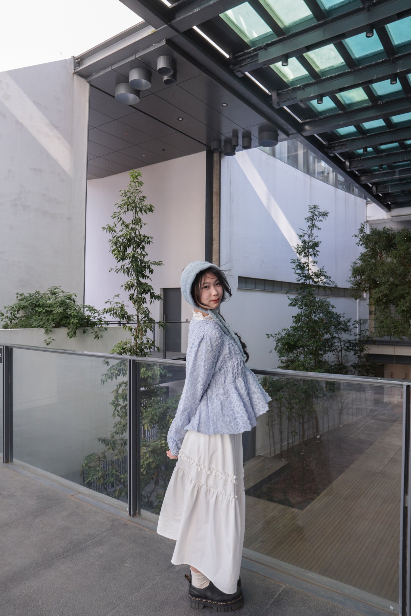 <現貨> comeback♡ ruffle邊小奶白拼接半身長裙