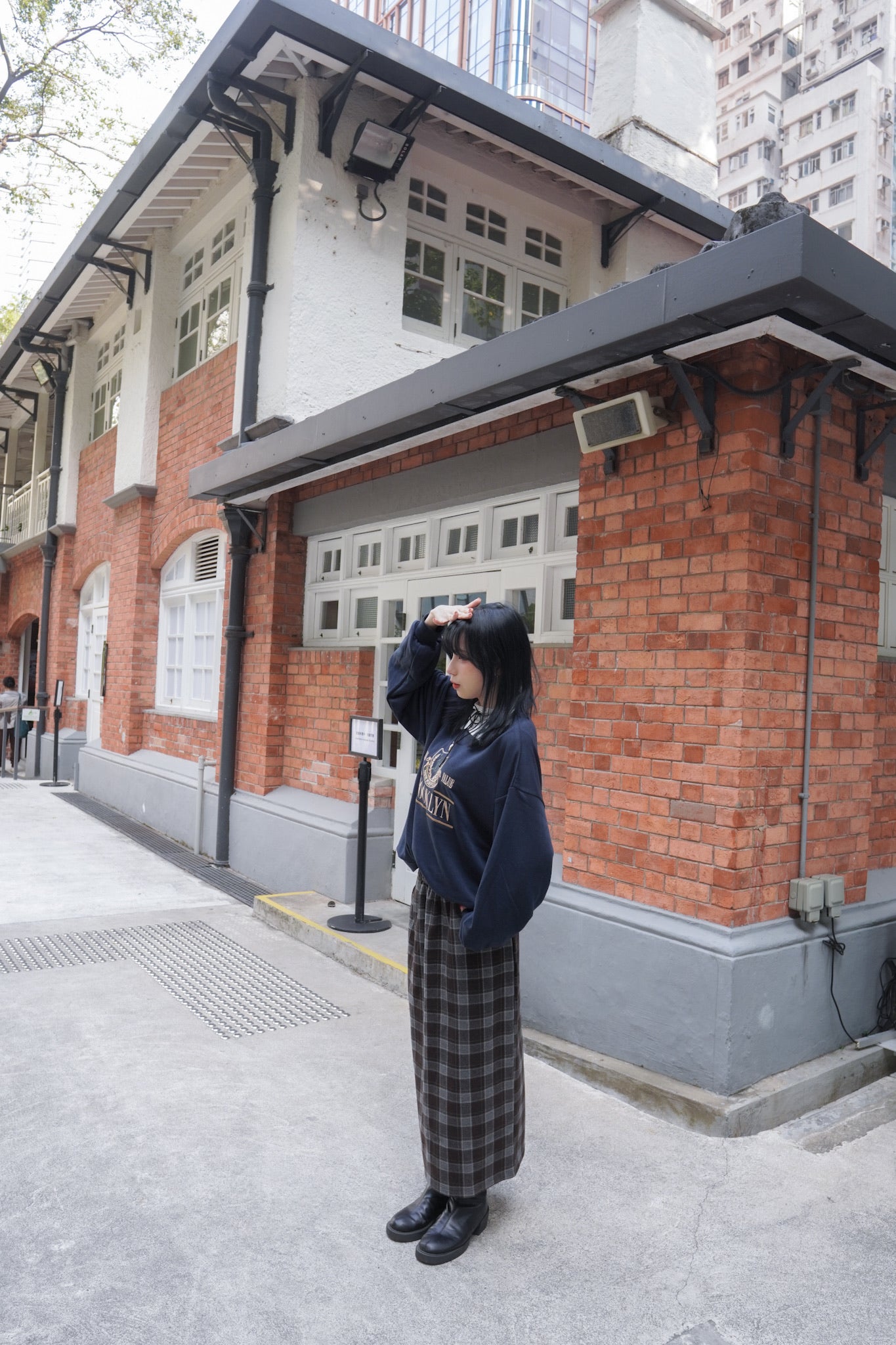 <預訂> 自家製 復古格紋鬆緊高腰保暖半身長裙