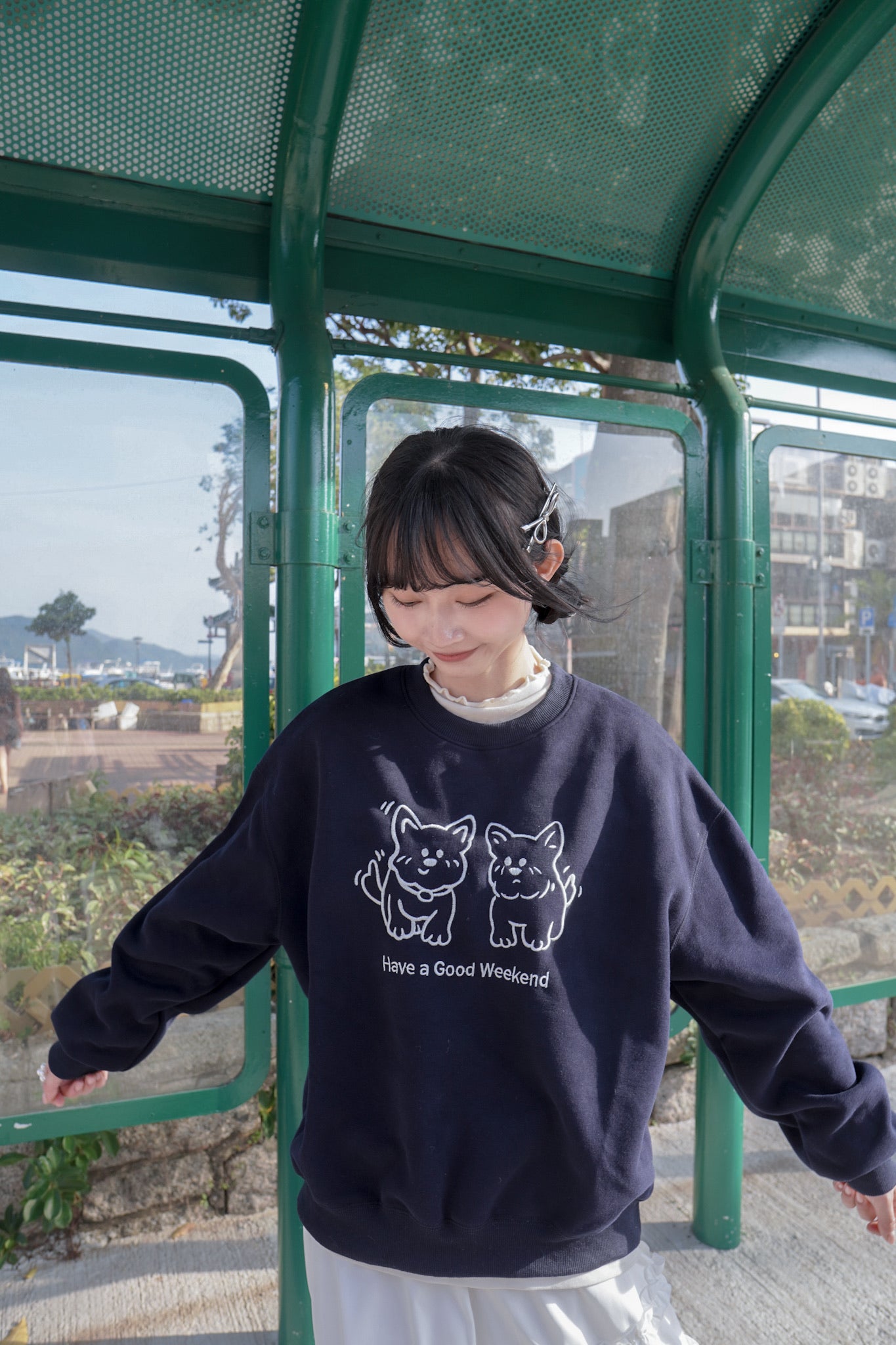 <現貨> 小狗刺繡LOGO長袖衛衣 | 兩色入