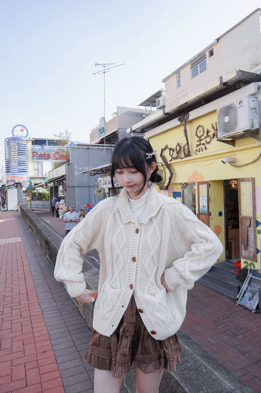 <現貨> 學園風UP♡ 粗針織麻花外套