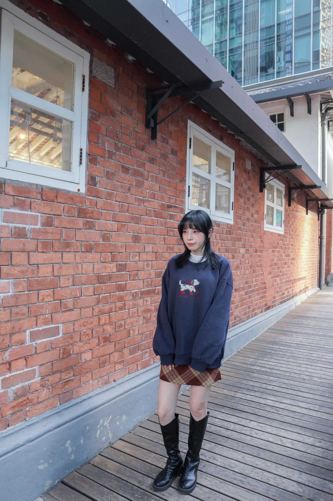 <現貨> 節日小狗刺繡LOGO長袖衛衣 | 兩色入