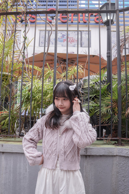 <現貨> 毛絨連帽麻花針織保暖外套 | 五色入