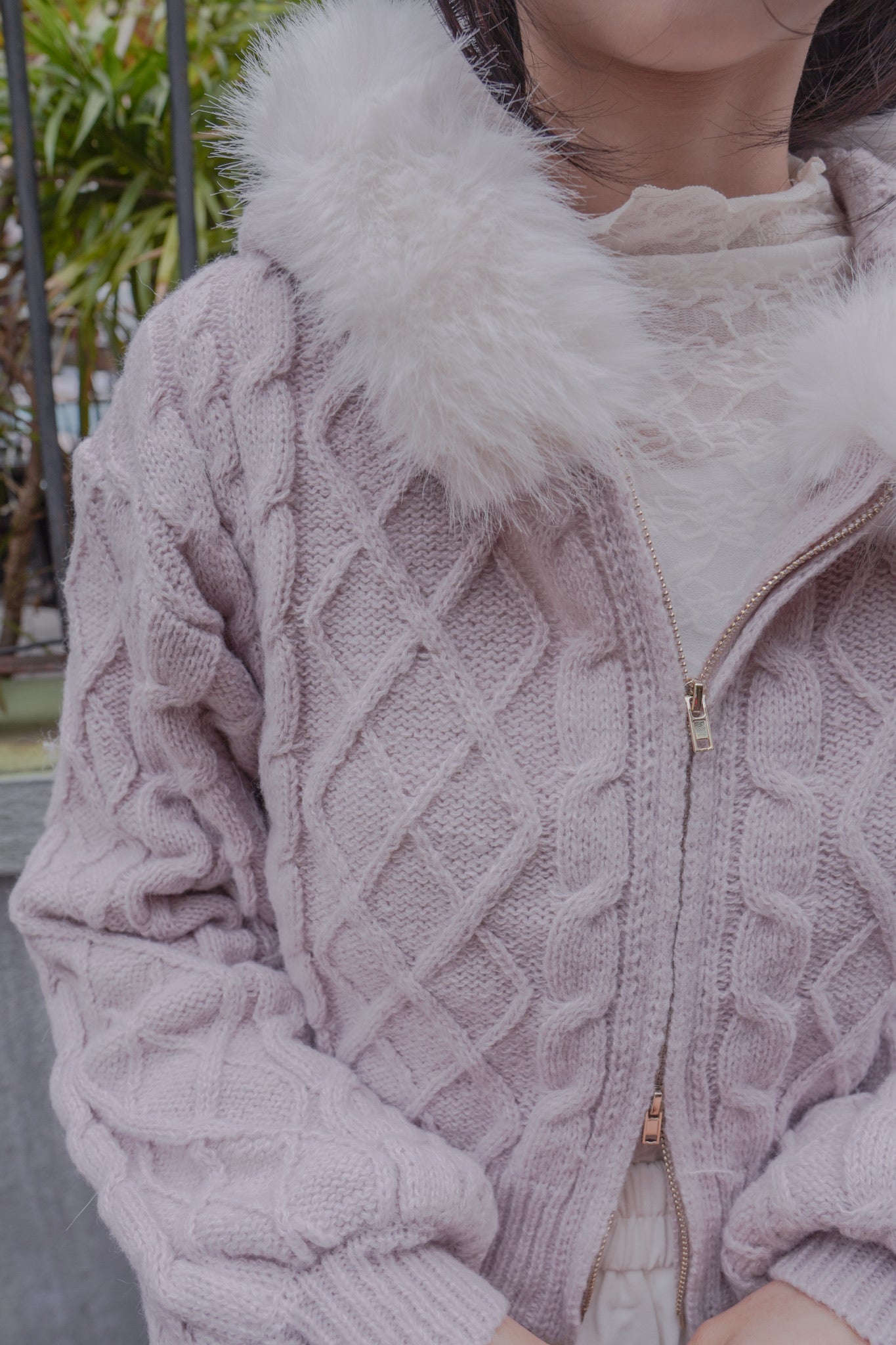 <現貨> 毛絨連帽麻花針織保暖外套 | 五色入