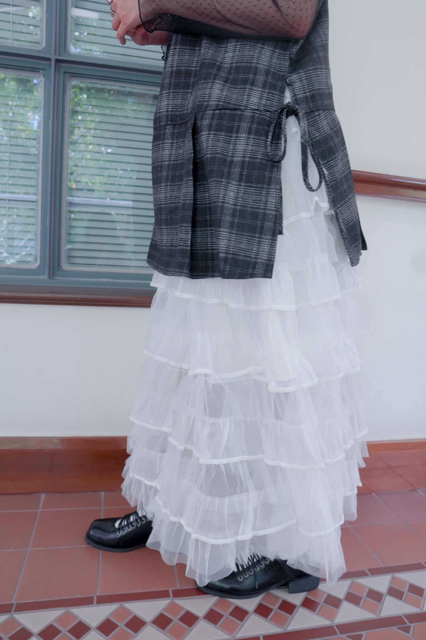 <現貨> 自家製 小奶白蛋糕多層薄紗半身長裙