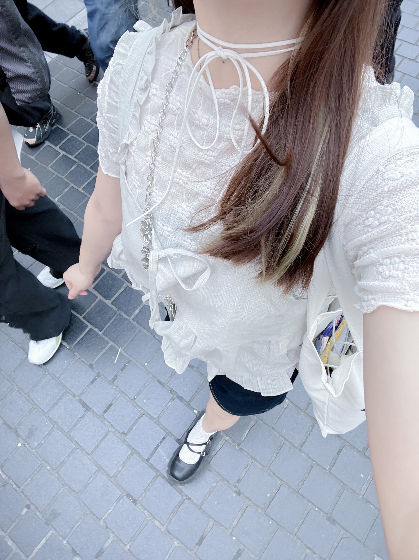 <預訂> ruffle木耳提花短袖透透上衣