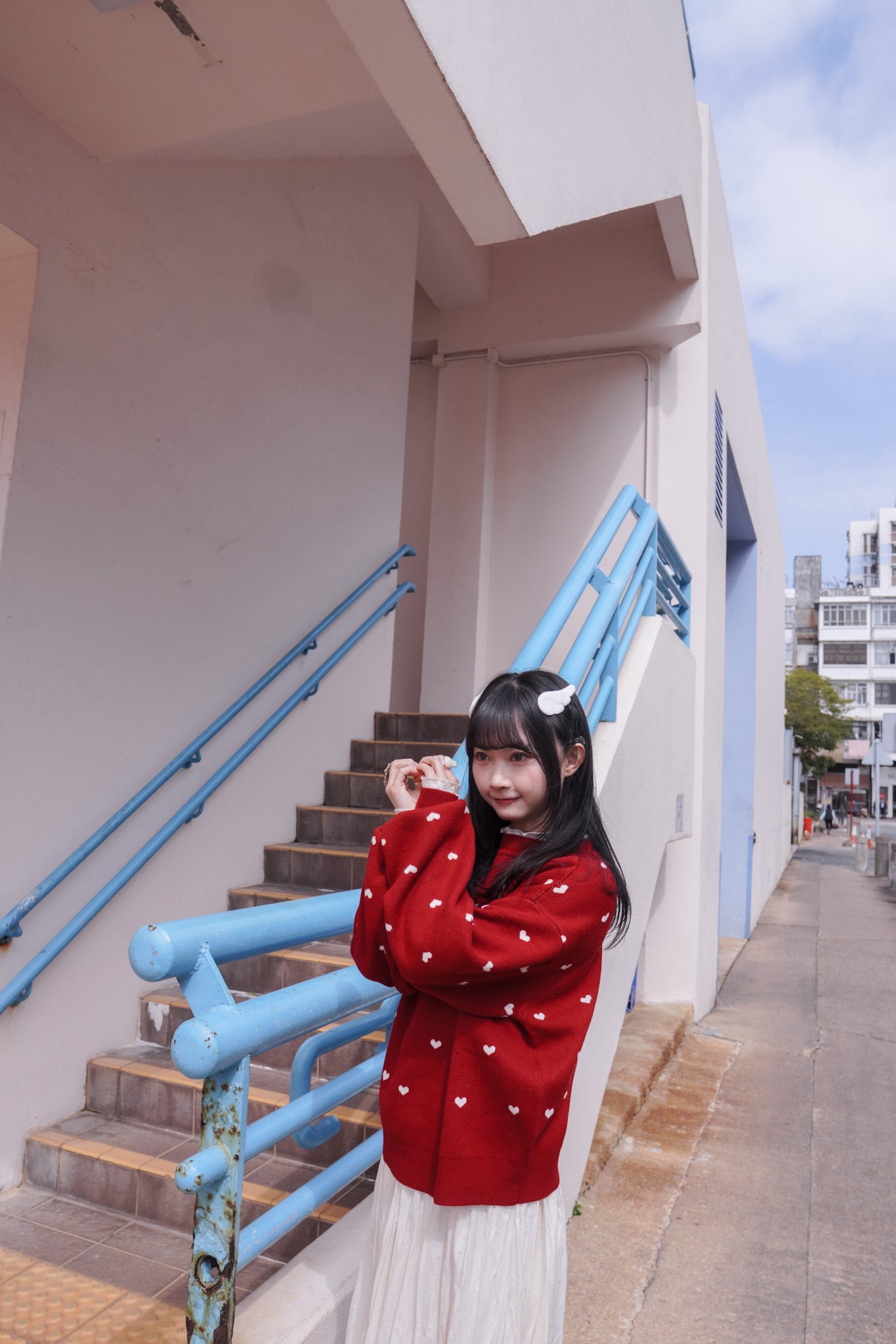 <現貨> 新年限定🧧🍊心型印花提花針織長袖上衣