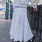<現貨> ruffle邊小奶白拼接半身長裙