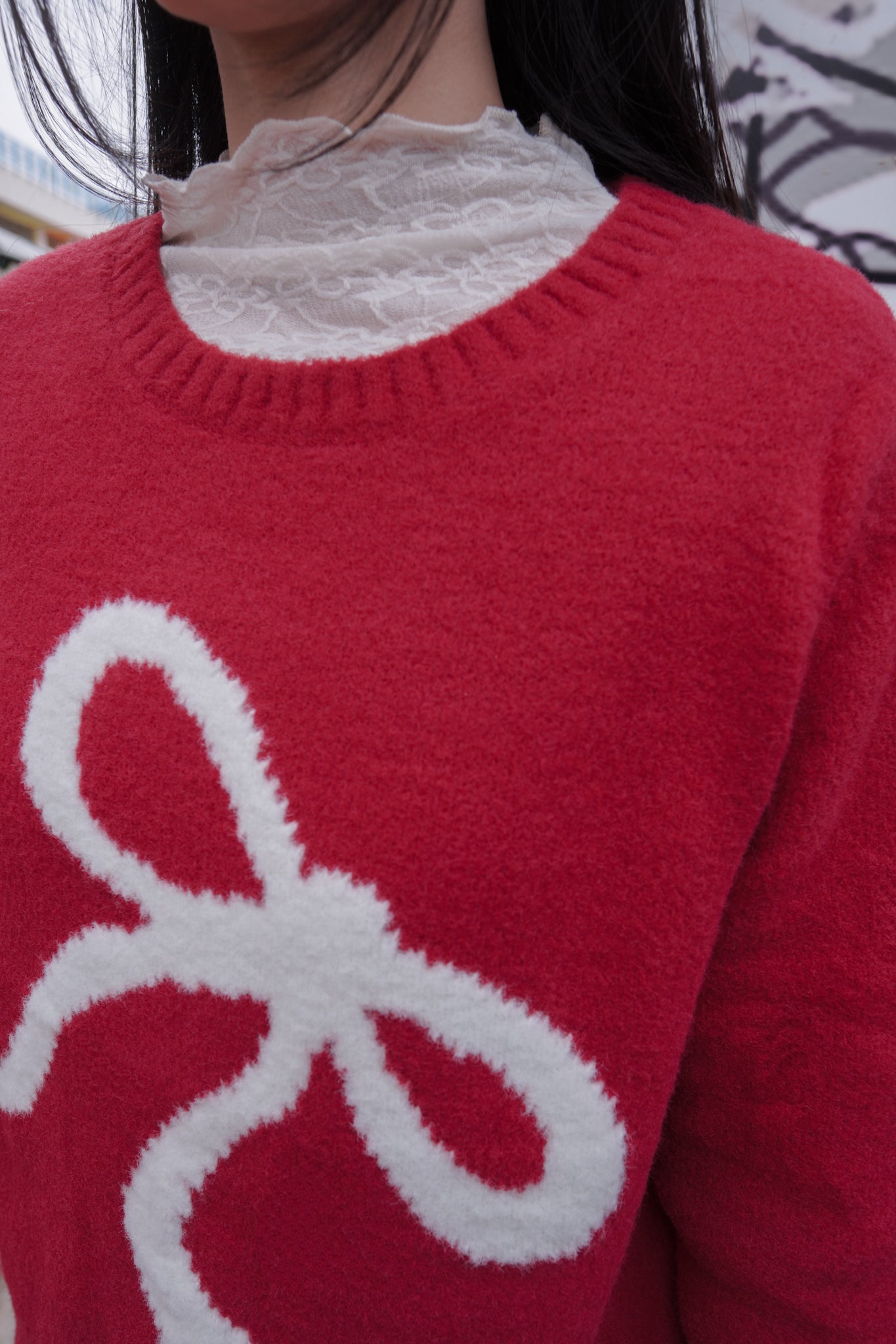 <現貨> 新年限定🧧🍊大紅超大蝴蝶結針織上衣