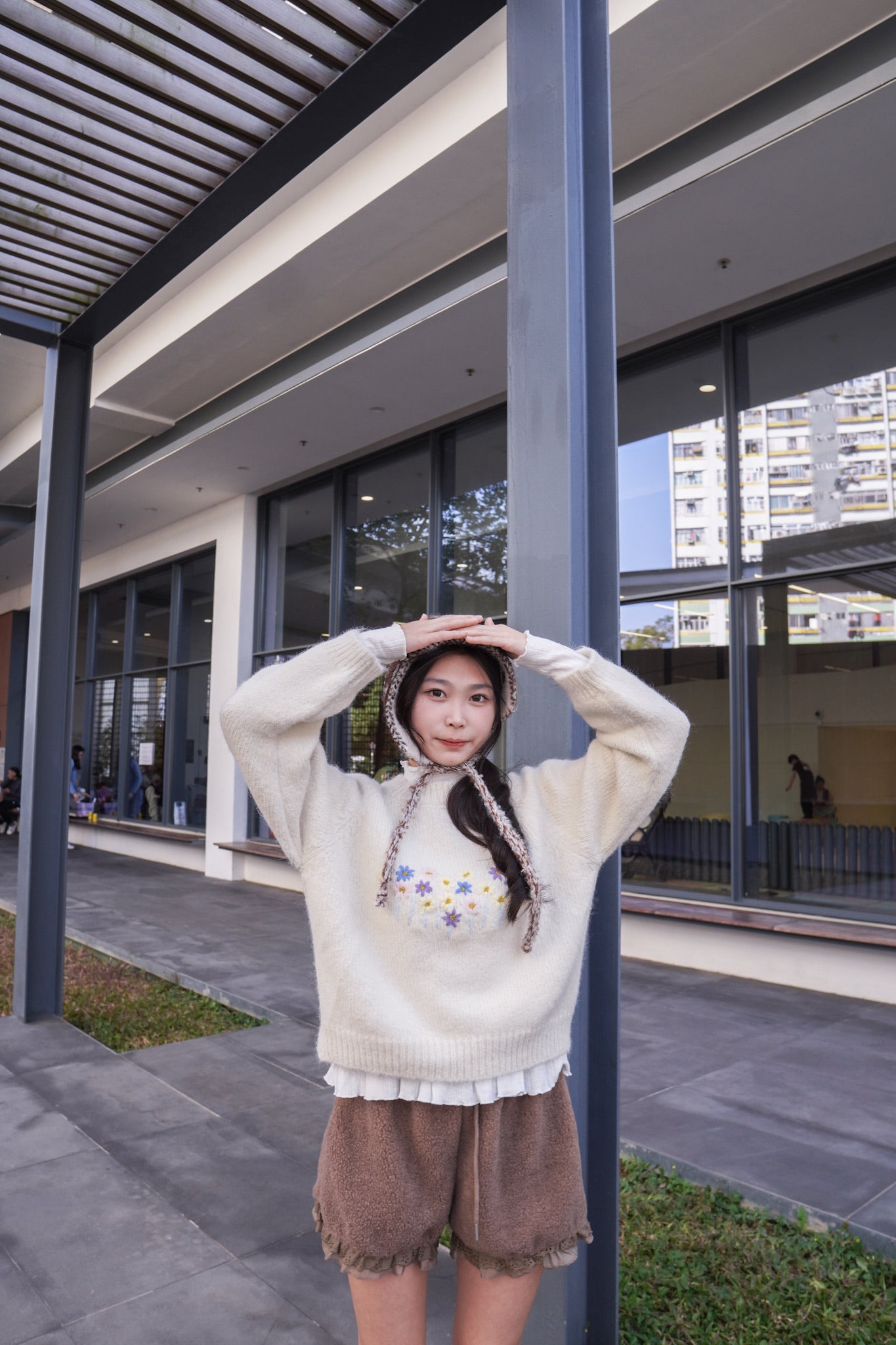 <現貨> 小熊高腰ruffle邊毛絨短褲