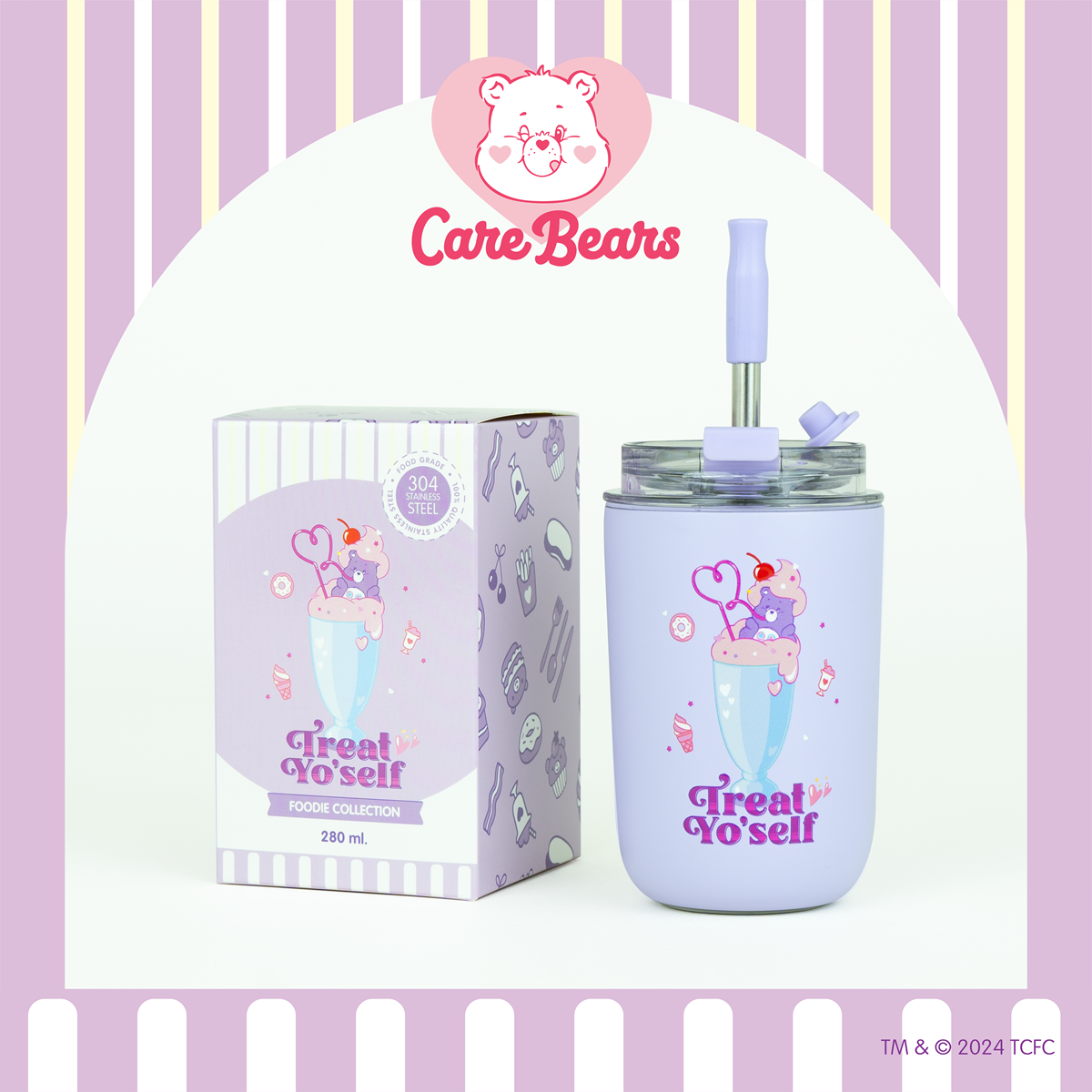 <預訂優惠> 泰國 Care Bears 不鏽鋼水杯連飲管｜四色入