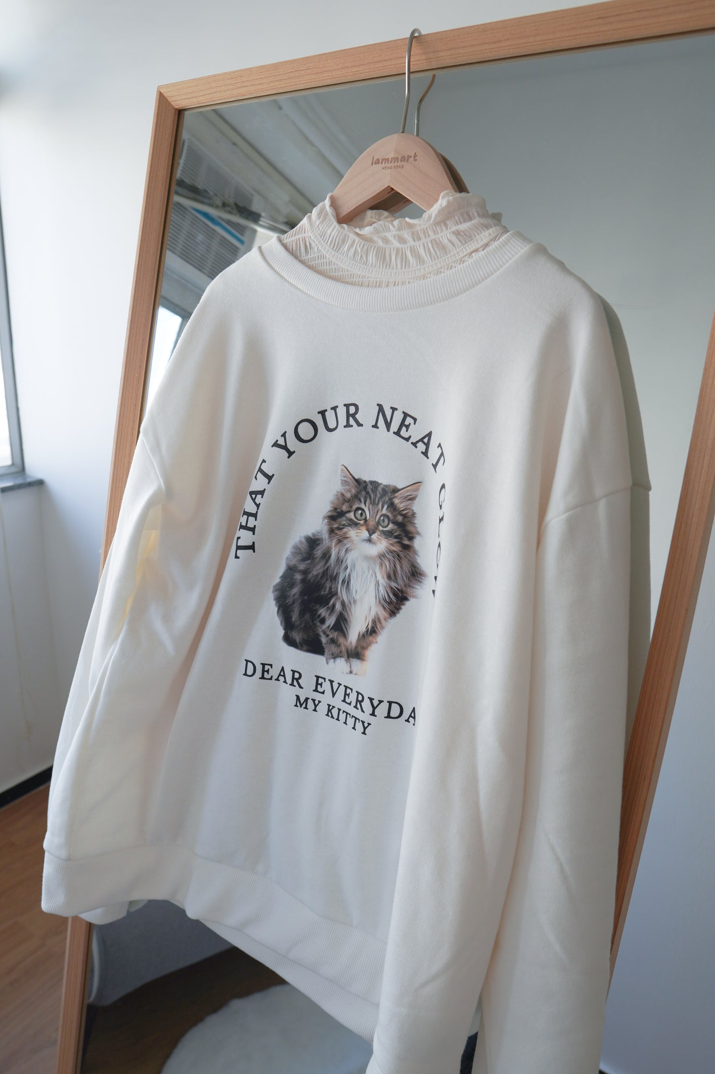 <預訂> 暖笠笠可愛小貓圖案拉絨毛衛衣｜兩色入