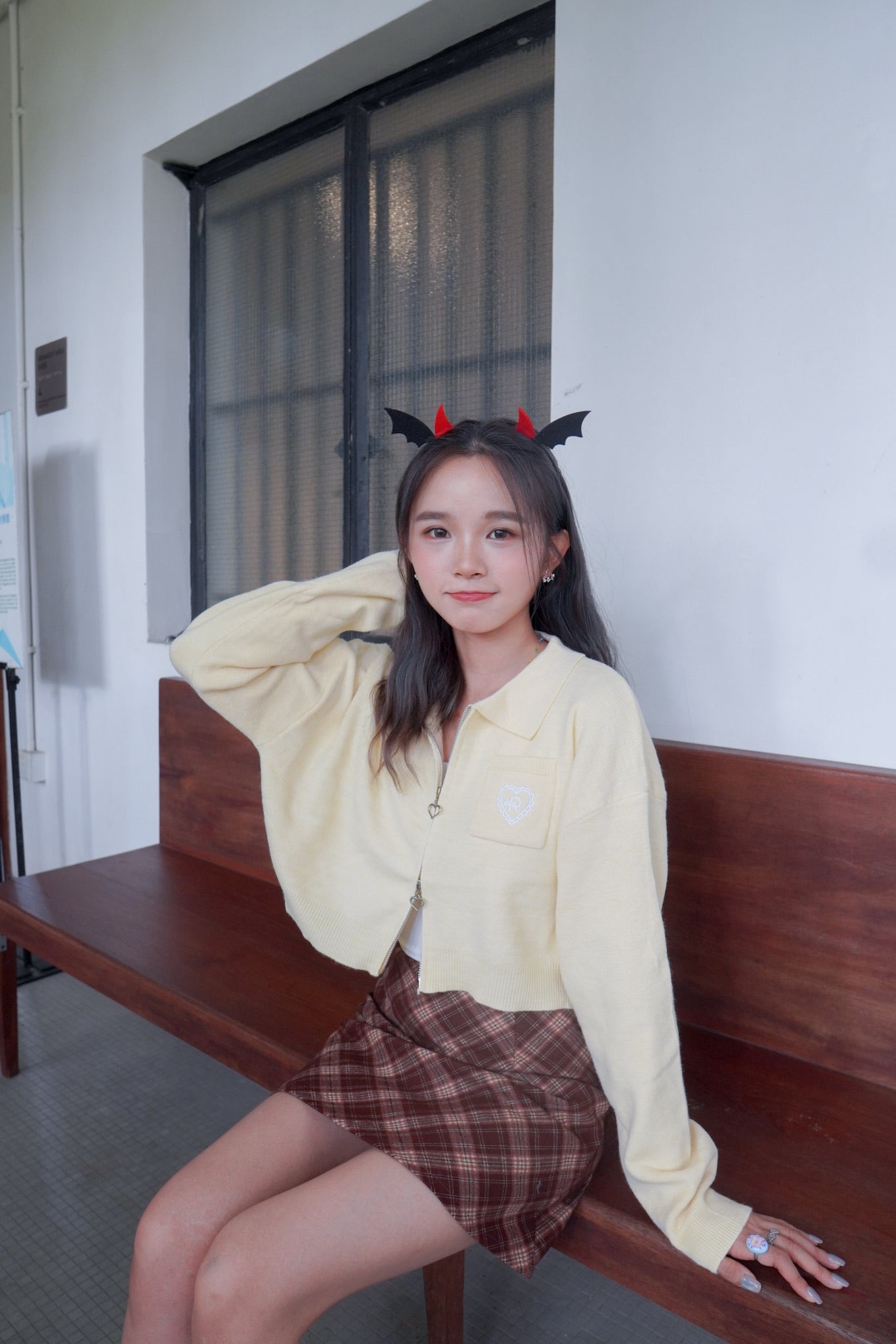 <現貨> 自家製 格紋撞色毛呢半身短裙| 兩色入