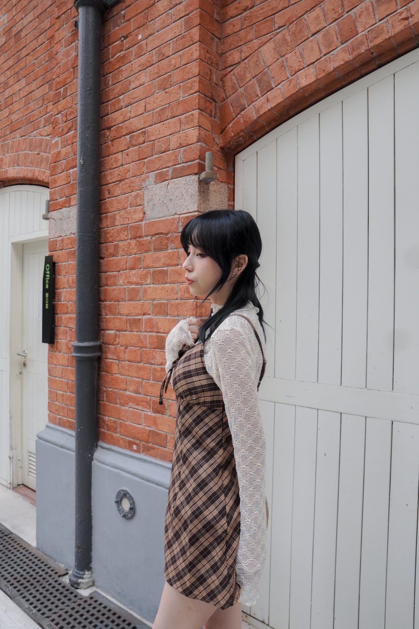 <現貨> 格紋蝴蝶結綁帶吊帶OPs