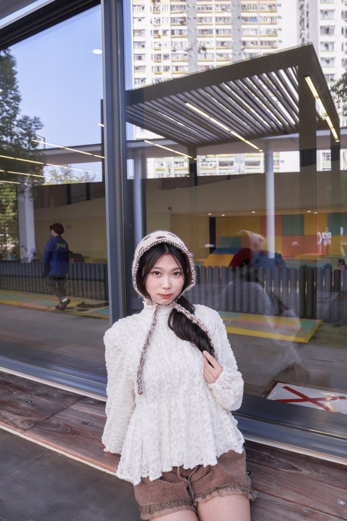 <現貨> 小熊高腰ruffle邊毛絨短褲